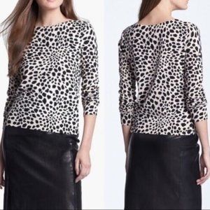Diane von Furstenberg Leopard Print Cotton & Silk Sweater, size Large